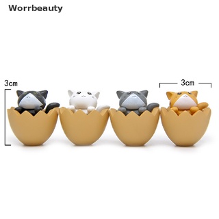 worrbeauty 4 unids/lotes de dibujos animados huevo gato pobre caja gatito modelo pequeña estatua diy gato miniaturas cl