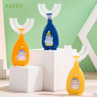 AVERY Manual U-shape Baby Toothbrush Daily Oral Care Children Silicone Toothbrush Teeth Whitening Cute 2-12 Years Old 360 Degree Handheld Soft Teeth Cleaner