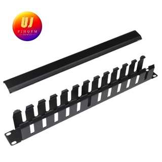 1U 12-Speed Server Cable Management Rack, 19 inch Network Rack Trunking Duct Panel, Metal Network Cable Organizer