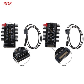 RDB 1to 10 PC Cooling Fan Hub Splitter Cable PWM SATA 4Pin Power Supply Speed Controller Adapter with High quality capacitor