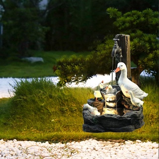 aoyuedan estatua de jardín fuente patos diseño familiar resina ornamental patio miniaturas decoración del patio del hogar (4)