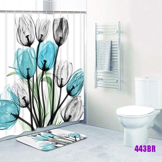 ()juego De Cortina De ducha De Poliéster impermeable con tulipanes Para decoración De baño