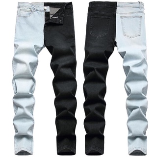 Pantalones vaqueros para hombre Slim Fits Stretch Skinny Jeans Casual Patchwork algodón pantalones largos Fahsion (4)