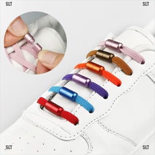 <SLT> 1Pair New Aluminum Metal Lock Shoelaces Elastic Shoe Laces No Tie Shoelace