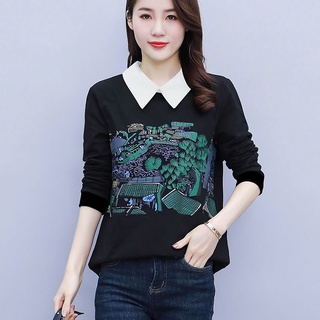 Camisa de mujer Qingming Shanghetu camiseta de manga larga ropa
