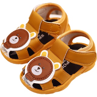 Baby Sandals Shoes with Sound Kids Boys Cartoon Bear Sandals Prewalker Infant Toddler Bibi Shoes