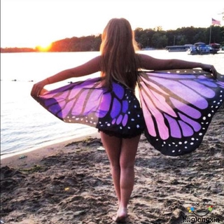 H-c señoras colorido suave tela mariposa alas hadas ninfa Pixie disfraz chal playa