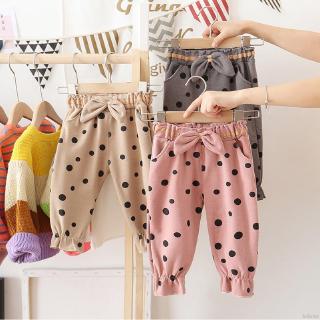 bobora pantalones casuales con estampado de lunares de algodón para niñas/bebés/otoño/decoración de arco