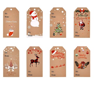 TEAKK 100PCS Party Cards Hang Tags Elk Gift Wrapping Christmas Tag DIY Santa Claus Christmas Tree Kraft Paper Xmas Decoration Wrapping Supplies Christmas Labels (5)