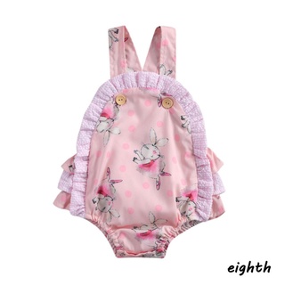 ♠Yd✿2021 pascua niño niños bebé niña ropa conejo Floral volantes mono de dibujos animados conejo mameluco trajes