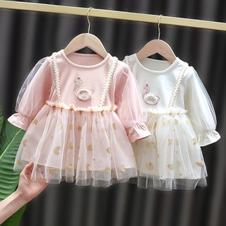 Pequeña princesa primavera bebé niña vestido de 1-2-3 años niña de manga larga falda primavera vestido de bebé vestido 1