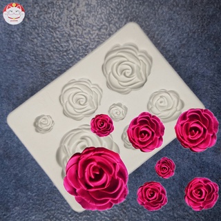 DIY Molde De Silicona Fondant Floral Forma De Rosa 7 Agujeros Moldes De Chocolate Pastel Para Hornear