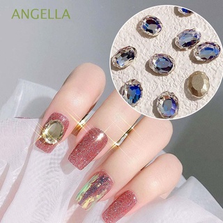 ANGELLA Shiny DIY Nail Art Decoration Stone Oval Nail Rhinestone Oval Mirror Crystal Glass Manicure Accessories Charm Diamond 10pcs Gem 3D Nail Jewelry
