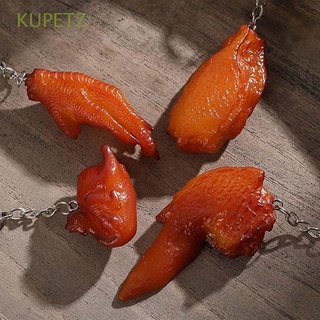 KUPETZ Funny Fast Food Key Ring Ornaments Bag Pendant Simulation Food Keychains Chicken Wings Cute Creative Roast Chicken PVC Door Car Key Fashion Jewelry