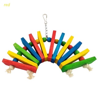 rojo colorido pájaro de madera juguetes loros jaula de masticar bloque de mordedura juguetes perca swing