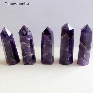 Yijiangnanhg Natural Purple Dream Amethyst Quartz Crystal Stone Point Healing Hexagonal Wand Hot