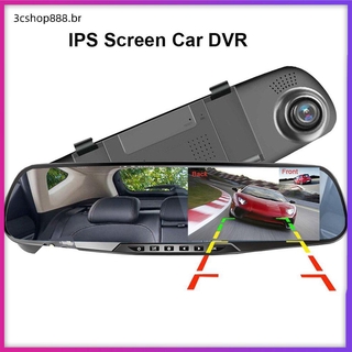 3.5 pulgadas coche dvr espejo coche dvr cámara 1080p espejo de visión trasera digital grabadora de vídeo dual lente auto dash cam