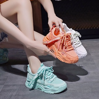 2021nuevo estilo malla red transpirable mujeres aumento de la altura gruesa tacones plataforma zapatillas de deporte zapatos