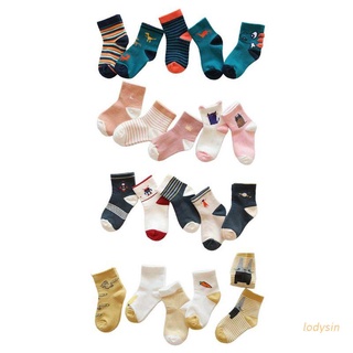 lody 5 pares calcetines de bebé cálidos y cómodos calcetines de niños coloridos de dibujos animados animal patrón niños niñas calcetines de algodón