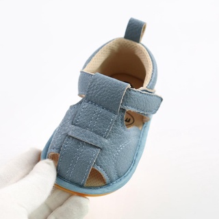 ☽Ll✿Sandalias de bebé niño sandalias zapatillas de deporte, Unisex niños niñas primer caminante zapatos de Color sólido suela suave romana zapatos (5)