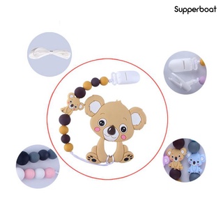 Supp bebé de grado alimenticio de silicona de dibujos animados Koala mordedor chupete Clip cadena de dentición juguete (5)