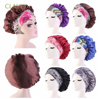 CLAVLY Women's Bonnet for Hair Beauty Satin Silk Hair Care Cap Sleep Night Cap Hair Loss Cap Soft Elastic Wide Band Head Cover Chemo Beanie Cap/Multicolor