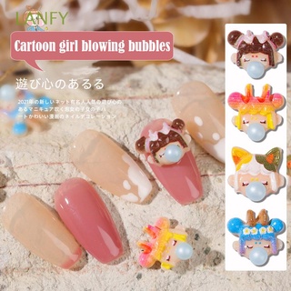 Lanfy 5 pzs/Bolsa De adorno De uñas Para niña con diseño De corazón Kawaii 3d Para decoración De uñas