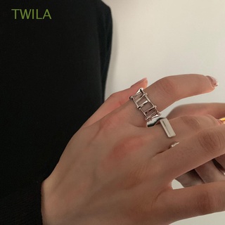 TWILA Gift Rings Men Party Jewelry Finger Ring Chain Women Girls Silver Color Korean Geometric Harajuku Open Ring