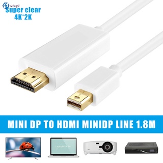 [sta] 6 pies 1,8 m 4k*2k thunderbolt mini displayport puerto de pantalla dp a hdmi cable adaptador para apple macbook pro air (1)