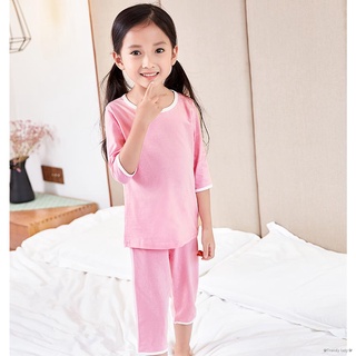 Xinjiang algodón verano niños pijamas, aire acondicionado ropa, algodón mangas de tres cuartos, ropa de hogar, delgada 2-11 años