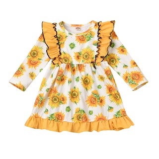 Angleskyx-x Vestido Para niños con volantes pregueados florales/de girasol/Princesa Para bebé/niña