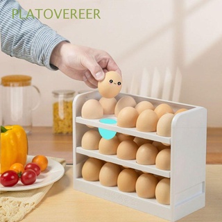 platovereer durable huevo caja de almacenamiento de alimentos bandejas de almacenamiento de huevos estante creativo refrigerador organizador de cocina organizador/multicolor