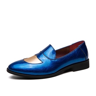 Tamaño 38-48 Hombres Formal Puntiagudo Zapatos De Cuero De La Moda Slip-On Azul (1)