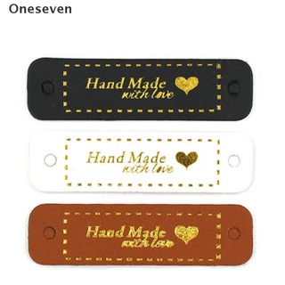 [Oneseven] 50 etiquetas de piel sintética bronceadoras hechas a mano con etiquetas de amor para costura, manualidades, etiquetas de bricolaje.