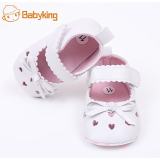 babyking zapatos de bebé de cuero pu bowknot corazón hueco zapatos de verano