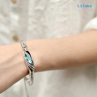 CL--Elegant Glass Shoe Blue Rhinestone Charm Chain Bracelet Bangle Jewelry Gift