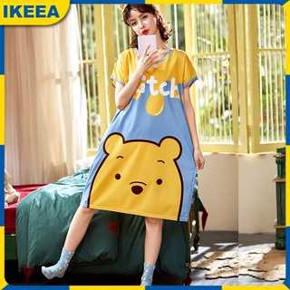 [listo stock]ikeea disney dibujos animados winnie the pooh baju tidur pijamas mujer ropa de dormir camisón tangan pendek