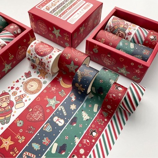 6 Unids/Caja Feliz Navidad Enmascaramiento Washi Cinta Adhesiva Decorativa De Vacaciones Decora Diy Scrapbooking Etiqueta Engomada