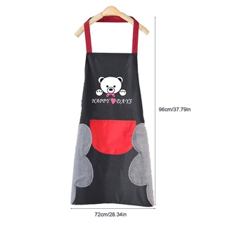 R-r delantal de cocina para mujer con bolsillos de toalla de mano lindo oso colgante cuello impermeable (2)