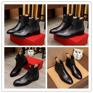 ◐ ☜ Salvatore Ferragamo Zapatos De Hombre De Cuero Genuino De Moda Botas De Alta Parte Superior Premium Tamaño 38-46