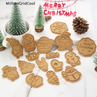 [MIGR] 8 Pcs/set Christmas Cookie Cutters Plastic 3D Cartoon Pressable Biscuit Mold Hot Sale