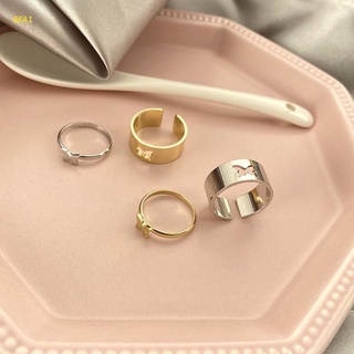 Bea1 1 Par de anillos de pareja con forma de mariposa Para pareja/boda compromiso