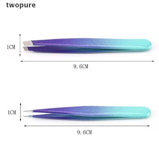 [twopure] 2Pcs Professional Stainless Steel Slant Tip Hair Removal Eyebrow Tweezer Tool [twopure]