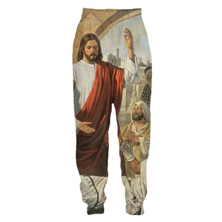 Hombres religión cristo jesús pantalones de sudor Jogging holgado impresión 3D pantalones de chándal moda Streetwear (4)