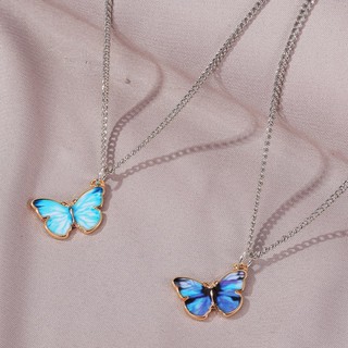[AORE] Pulsera de mariposa degradada Mori collar de cadena de clavícula multicolor + conjunto de pulsera para mujer accesorios de moda (5)