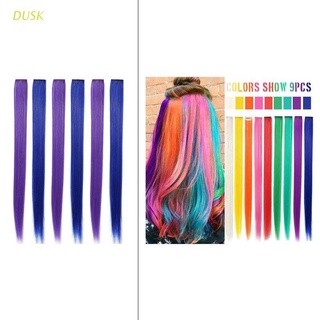 atardecer mqy 9pcs arco iris accesorios de pelo clip de muñeca en/en multicolor fiesta reflejos rectos extensiones de color para niñas y muñecas americanas peluca piezas de pelo colorido (1)