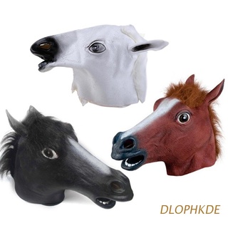 DLOPHKDE Funny Horse Head Latex Mask Animal Costume Fancy Dress Halloween Cosplay Props