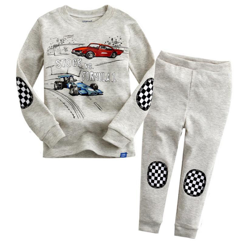 2-7Y de dibujos animados coches bebé niños pijamas 2pcs manga larga camiseta+pantalones ropa de niños