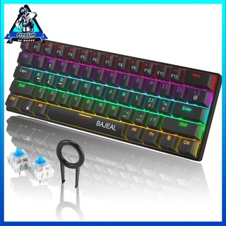 teclado mecánico con cable de eje verde de 61 teclas múltiples efectos de retroiluminación arco iris