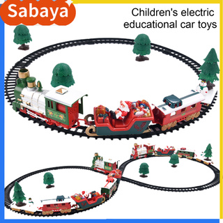 shopee15 clásico navidad tren eléctrico tren conjunto con luz de música niños juguete regalo